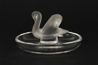 Lot 155 - A small Lalique pin dish surmounted by a swan