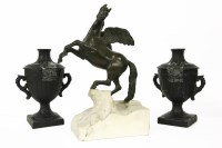 Lot 402 - A bronzed figure of Pegasus on marble base