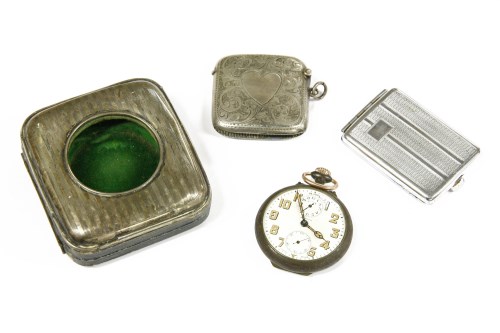 Lot 61 - A silver pocket watch case with stripe engraving