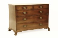 Lot 594 - Georgian mahogany chest of two short and three long drawers