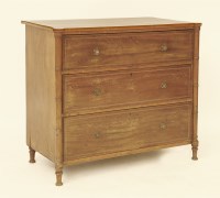 Lot 576 - A George III mahogany chest of three graduated drawers in the manner of Gillow