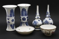 Lot 270 - A pair of Chinese blue and white porcelain triple gourd vases