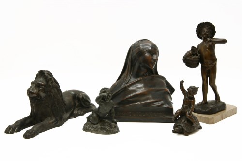 Lot 253 - A bronzed terrracotta bust 'Le Sommeil de la Vierge' by A Leonard