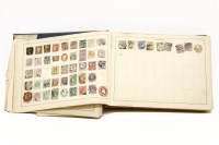 Lot 103 - An old improved stamp album with general world collection to include a three margin 1d black