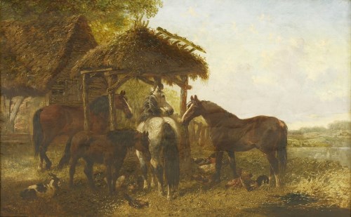 Lot 15 - John Frederick Herring Jnr (1815-1907)
HORSES IN A FARMYARD
Signed l.m.