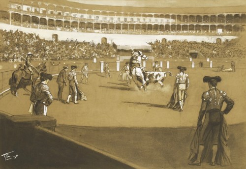 Lot 5 - Lionel Dalhousie Robertson Edwards RI RCA (1878-1966)
BULLFIGHT
Signed and dated 1911 l.l.