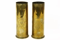 Lot 205 - Two First World War 'trench art' brass shells