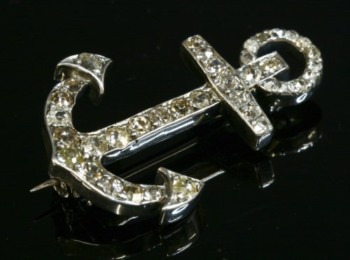 Lot 78 - A Victorian diamond set anchor brooch