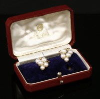 Lot 276 - A pair of cased Mikimoto cultured pearl cluster earrings