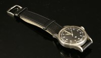 Lot 533 - A gentlemen's stainless steel or soft iron Omega military RAF issue mechanical fat arrow strap watch