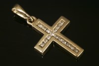 Lot 728 - A 9ct gold diamond set cross