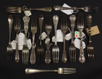 Lot 73 - Bill Brown cutlery collection: 14 Victorian and later silver table forks. 38oz