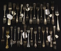 Lot 122 - The Bill Brown cutlery collection: 30 continental white metal forks.