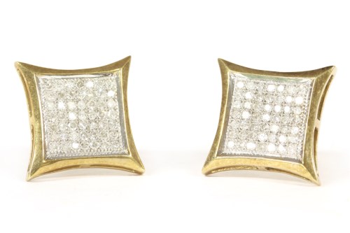 Lot 38 - A pair of 9ct gold diamond set square cluster earrings