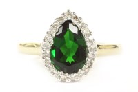 Lot 11 - A 9ct gold pearl shaped chrome diopside and diamond cluster ring