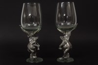 Lot 205 - A pair of contemporary glass wine goblets