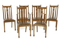 Lot 458 - A set of six early 20th century Heals & Sons oak dining chairs