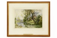 Lot 412 - Ernest William Haslehurst (1866-1949)
HOUSES AND A BRIDGE BY A RIVER
Signed l.l.