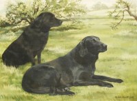Lot 75 - Michelle Bennett Oates (contemporary)
TWO BLACK LABRADORS IN A LANDSCAPE
Signed l.r.
