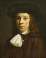 Lot 753 - Follower of Willem Drost
PORTRAIT OF A BOY IN A BLACK CAP AND WHITE STOCK WITH BROWN CLOAK
Oil on panel
21 x 18cm