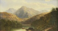Lot 809 - Cedric Gray (fl.1880-1900)
A HIGHLAND LANDSCAPE WITH CATTLE AT THE EDGE OF A LOCH
Signed and dated '80 l.l.