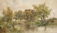 Lot 722 - Henry Earp (1831-1914)
A FISHERMAN AND CATTLE BY A RIVER
Signed l.r.