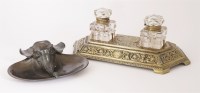 Lot 359 - An unusual Indian bronzed metal inkwell in the form of an elephant head