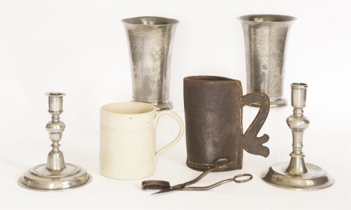 Lot 366 - Two pewter tankards