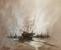 Lot 376 - Ben Maile (1922-2017)
A BEACHED BOAT
Signed l.l.