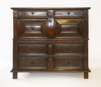 Lot 525 - An oak two-part chest of drawers