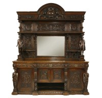 Lot 469 - A late Victorian carved oak large mirror back sideboard