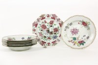 Lot 211 - Six 18th century Chinese porcelain plates