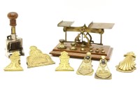 Lot 175 - Brass postal scales and weights