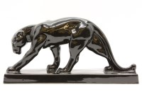 Lot 345 - An Art Deco style black pottery panther