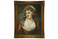 Lot 418 - A 20th century oil pastel of a female portrait
