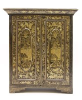 Lot 343 - A late 19th century Chinese lacquer table cabinet