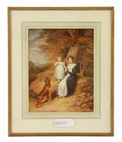 Lot 414 - English School 
PORTRAIT OF A MOTHER AND CHILD 
with a doting retriever