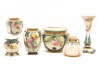 Lot 362 - Six items of Hadley's Worcester each piece painted with flowers