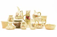 Lot 263 - Royal Worcester blush ground jugs and basket weave items