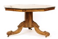 Lot 527 - A Victorian walnut inlaid octagonal centre table