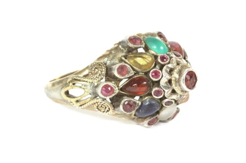 Lot 1 - A Thai ruby and coloured agate cluster ring
5.37g