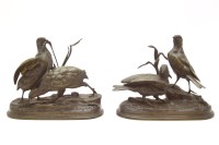 Lot 349 - Two pairs of bronze partridges