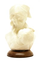 Lot 219 - 19th century alabaster bust of mother and child