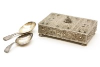 Lot 131 - An Indian white metal filigree box