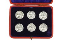 Lot 63 - A cased set of six Art Nouveau silver buttons