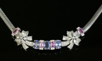 Lot 495 - A gold sapphire and diamond necklace