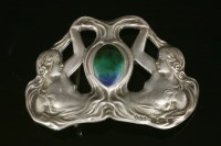 Lot 649 - A sterling silver Art Nouveau silver and enamel buckle