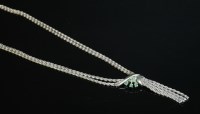 Lot 247 - An Italian 18ct white gold emerald tassel necklace