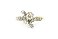 Lot 136 - An Art Nouveau two stone diamond crossover ring