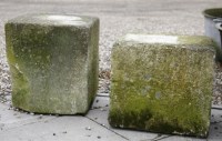 Lot 1006 - A pair of carved stone mounting blocks